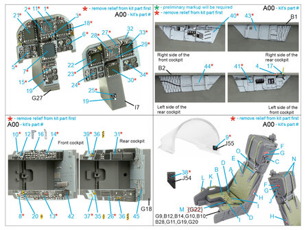 Quinta Studio QD32147 - F/A-18B 3D-Printed &amp; coloured Interior on decal paper (for Academy kit) - 1:32