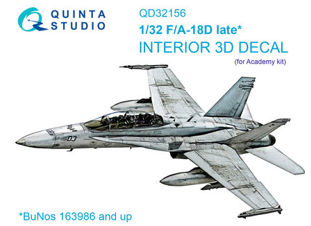 Quinta Studio QD32156 - F/A-18D late 3D-Printed &amp; coloured Interior on decal paper (for Academy kit) - 1:32