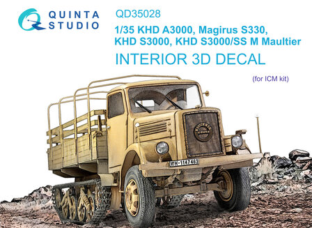 Quinta Studio QD35028 - KHD A3000, Magirus S330, KHD S3000, KHD S3000/SS M Maultier  3D-Printed &amp; coloured Interior on decal paper (for ICM kit) - 1:35