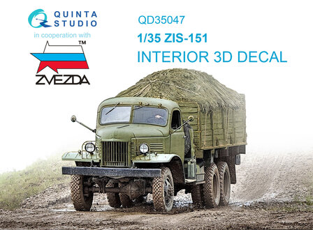 Quinta Studio QD35047 - ZiS-151 3D-Printed &amp; coloured Interior on decal paper (for Zvezda kit) - 1:35