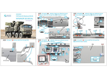 Quinta Studio QD35063 - Pantsir-S1  (SA-22 Greyhound) 3D-Printed &amp; coloured Interior on decal paper (for Trumpeter kit) - 1:35