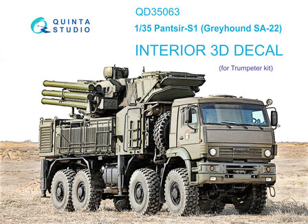 Quinta Studio QD35063 - Pantsir-S1  (SA-22 Greyhound) 3D-Printed &amp; coloured Interior on decal paper (for Trumpeter kit) - 1:35