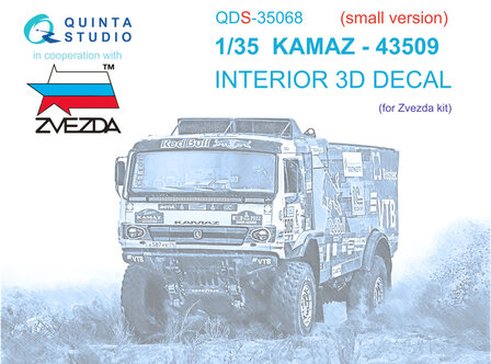 Quinta Studio QDS-35068 - KAMAZ-43509 3D-Printed &amp; coloured Interior on decal paper (for Zvezda kit) - Small Version - 1:35