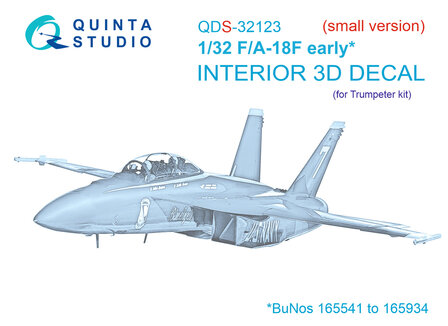 Quinta Studio QDS-32123 - F/A-18F early 3D-Printed &amp; coloured Interior on decal paper (for Trumpeter kit) - Small Version - 1:32