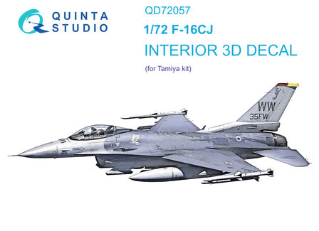 Quinta Studio QD72057 - F-16CJ 3D-Printed &amp; coloured Interior on decal paper (for Tamiya kit) - 1:72