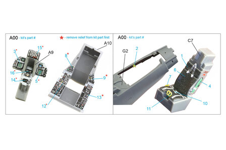 Quinta Studio QD72057 - F-16CJ 3D-Printed &amp; coloured Interior on decal paper (for Tamiya kit) - 1:72