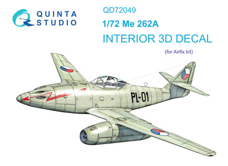 Quinta Studio QD72049 - Me-262A 3D-Printed &amp; coloured Interior on decal paper (for Airfix kit) - 1:72