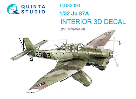 Quinta Studio QD32091 - Ju 87A 3D-Printed &amp; coloured Interior on decal paper (for Trumpeter kit) - 1:32