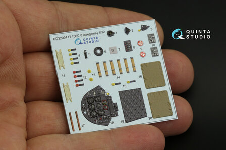 Quinta Studio QD32094 - Fi 156C 3D-Printed &amp; coloured Interior on decal paper (for Hasegawa kit) - 1:32