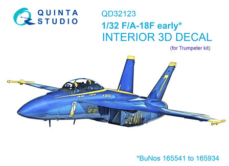 Quinta Studio QD32123 - F/A-18F early 3D-Printed &amp; coloured Interior on decal paper (for Trumpeter kit) - 1:32