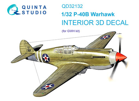 Quinta Studio QD32132 - P-40B 3D-Printed &amp; coloured Interior on decal paper (for GWH kit) - 1:32