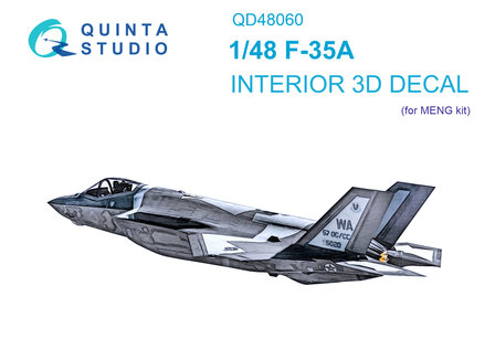 Quinta Studio QD48060 - F-35A 3D-Printed &amp; coloured Interior on decal paper (for Meng kit) - 1:48