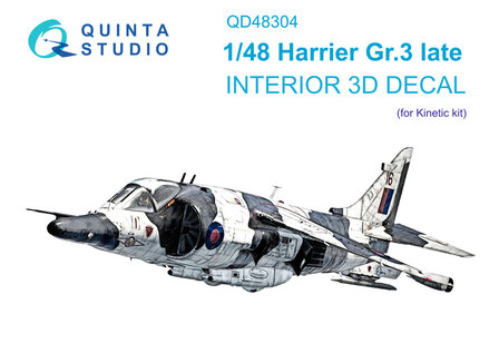 Quinta Studio QD48304 - Harrier Gr.3 late 3D-Printed &amp; coloured Interior on decal paper (for Kinetic kit) - 1:48