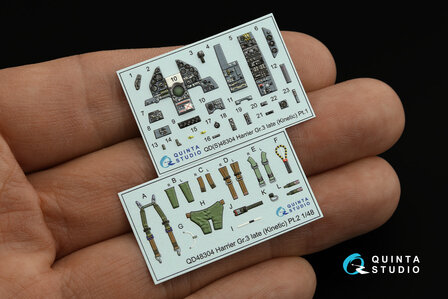 Quinta Studio QD48304 - Harrier Gr.3 late 3D-Printed &amp; coloured Interior on decal paper (for Kinetic kit) - 1:48