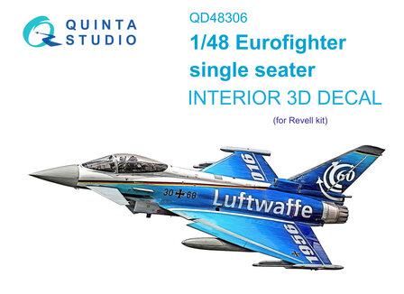 Quinta Studio QD48306 - Eurofighter single seater 3D-Printed &amp; coloured Interior on decal paper (Revell) - 1:48