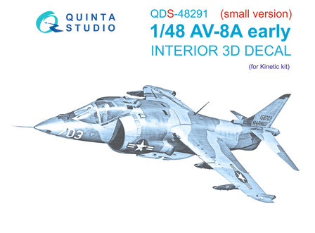 Quinta Studio QDS-48291 - AV-8A Early 3D-Printed &amp; coloured Interior on decal paper (for Kinetic kit) - Small Version  - 1:48