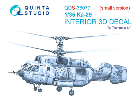 Quinta Studio QDS-35077 - Ka-29 3D-Printed &amp; coloured Interior on decal paper (for Trumpeter kit) - Small Version  - 1:35