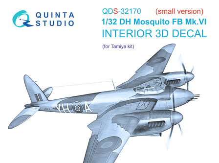 Quinta Studio QDS-32170 - DH Mosquito FB Mk.VI 3D-Printed &amp; coloured Interior on decal paper (for Tamiya kit) - Small Version  - 1:32