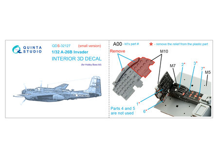 Quinta Studio QDS-32127 - A-26B 3D-Printed &amp; coloured Interior on decal paper (Hobby Boss) - Small Version  - 1:32