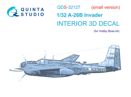 Quinta Studio QDS-32127 - A-26B 3D-Printed &amp; coloured Interior on decal paper (Hobby Boss) - Small Version  - 1:32