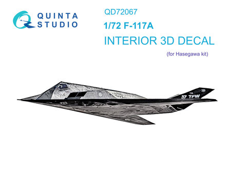 Quinta Studio QD72067 - F-117A 3D-Printed &amp; coloured Interior on decal paper (for Hasegawa kit)  - 1:72