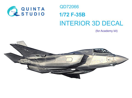 Quinta Studio QD72066 - F-35B 3D-Printed &amp; coloured Interior on decal paper (for Academy kit)  - 1:72