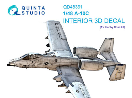 Quinta Studio QD48361 - A-10C 3D-Printed &amp; coloured Interior on decal paper (for Hobby Boss kit)  - 1:48