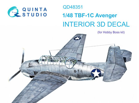 Quinta Studio QD48351 - TBF-1C 3D-Printed &amp; coloured Interior on decal paper (for Hobby Boss kit)  - 1:48