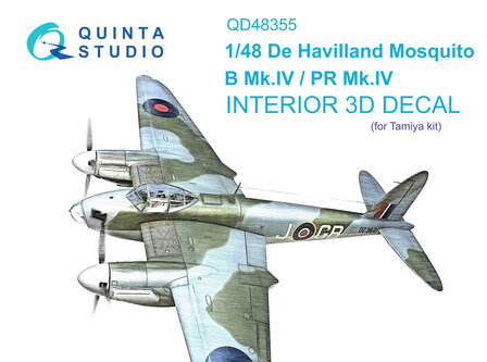 Quinta Studio QD48355 - DH Mosquito B Mk.IV/PR Mk.IV 3D-Printed &amp; coloured Interior on decal paper (for Tamiya kit)  - 1:48