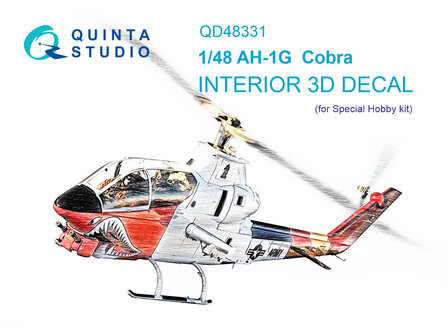 Quinta Studio QD48331 - AH-1G 3D-Printed &amp; coloured Interior on decal paper (for Special Hobby kit)  - 1:48