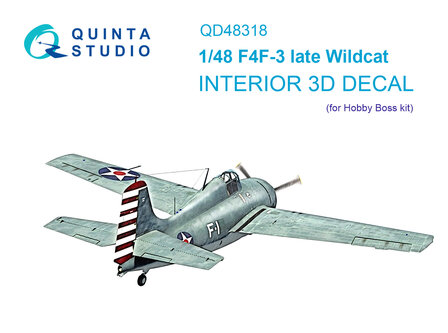 Quinta Studio QD48318 - F4F-3 late 3D-Printed &amp; coloured Interior on decal paper (for Hobby Boss kit)  - 1:48