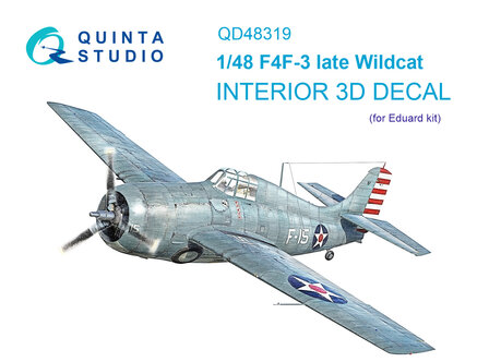 Quinta Studio QD48319 - F4F-3 late 3D-Printed &amp; coloured Interior on decal paper (for Eduard kit)  - 1:48