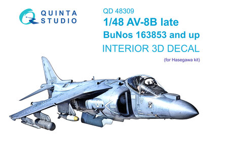 Quinta Studio QD48309 - AV-8B Late 3D-Printed &amp; coloured Interior on decal paper (for Hasegawa kit)  - 1:48