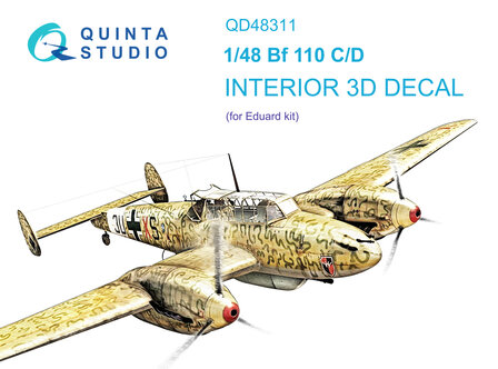 Quinta Studio QD48311 - Bf 110C/D 3D-Printed &amp; coloured Interior on decal paper (for Eduard kit)  - 1:48