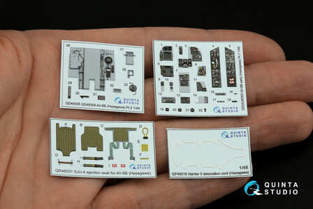 Quinta Studio QD48305 - AV-8B Early 3D-Printed &amp; coloured Interior on decal paper (for Hasegawa kit)  - 1:48