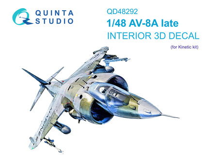 Quinta Studio QD48292 - AV-8A Late 3D-Printed &amp; coloured Interior on decal paper (for Kinetic kit)  - 1:48