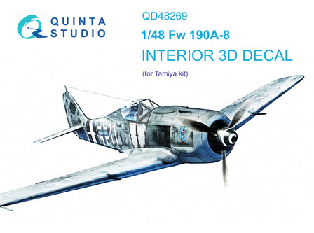 Quinta Studio QD48269 - Fw 190A-8 3D-Printed &amp; coloured Interior on decal paper (for Tamiya kit)  - 1:48