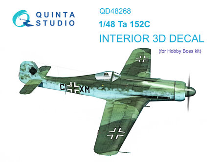 Quinta Studio QD48268 - Ta 152C 3D-Printed &amp; coloured Interior on decal paper (for Hobby Boss kit)  - 1:48