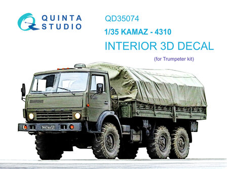 Quinta Studio QD35074 - KAMAZ 4310 3D-Printed &amp; coloured Interior on decal paper (for Trumpeter kit)  - 1:35