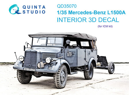 Quinta Studio QD35070 - Mercedes-Benz L1500A 3D-Printed &amp; coloured Interior on decal paper (for ICM kit)  - 1:35