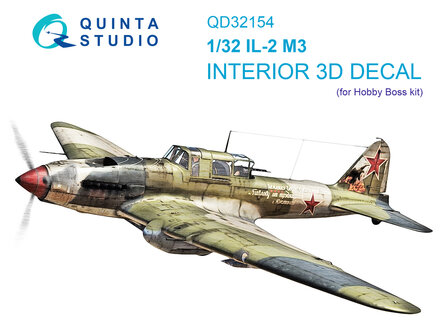 Quinta Studio QD32154 -  IL-2M3 3D-Printed &amp; coloured Interior on decal paper (for Hobby Boss kit)  - 1:32