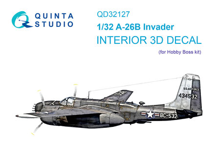 Quinta Studio QD32127 - A-26B 3D-Printed &amp; coloured Interior on decal paper (for Hobby Boss kit)  - 1:32