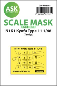 ASK 200-M48088 - N1K1 Kyofu Type 11 one-sided mask self-adhesive pre-cutted for Tamiya - 1:48