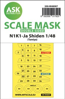 ASK 200-M48087 - N1K1-Ja Shiden double-sided mask self-adhesive pre-cutted for Tamiya - 1:48