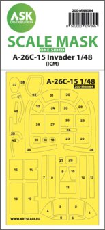 ASK 200-M48084 - A-26C-15 Invader one-sided mask self-adhesive pre-cutted for ICM - 1:48