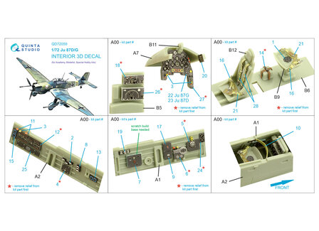 Quinta Studio QD72059 - Ju 87 D/G 3D-Printed &amp; coloured Interior on decal paper (for Academy/Special Hobby kit) - 1:72