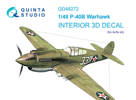 Quinta Studio QD48272 - P-40B 3D-Printed &amp; coloured Interior on decal paper (for Airfix kit) - 1:48