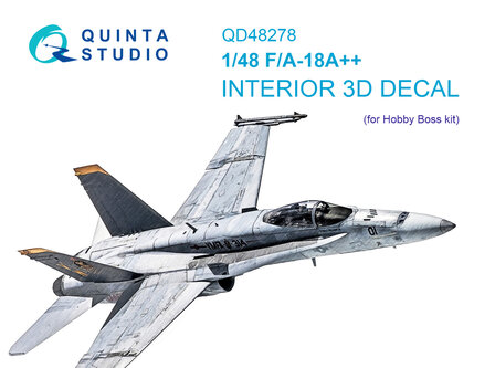 Quinta Studio QD48278 - F/A-18A++ 3D-Printed &amp; coloured Interior on decal paper (for HobbyBoss kit) - 1:48