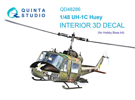 Quinta Studio QD48286 - UH-1C 3D-Printed &amp; coloured Interior on decal paper (for HobbyBoss kit) - 1:48