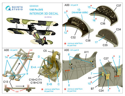 Quinta Studio QD48329 - Po-2VS 3D-Printed &amp; coloured Interior on decal paper (for ICM kit) - 1:48